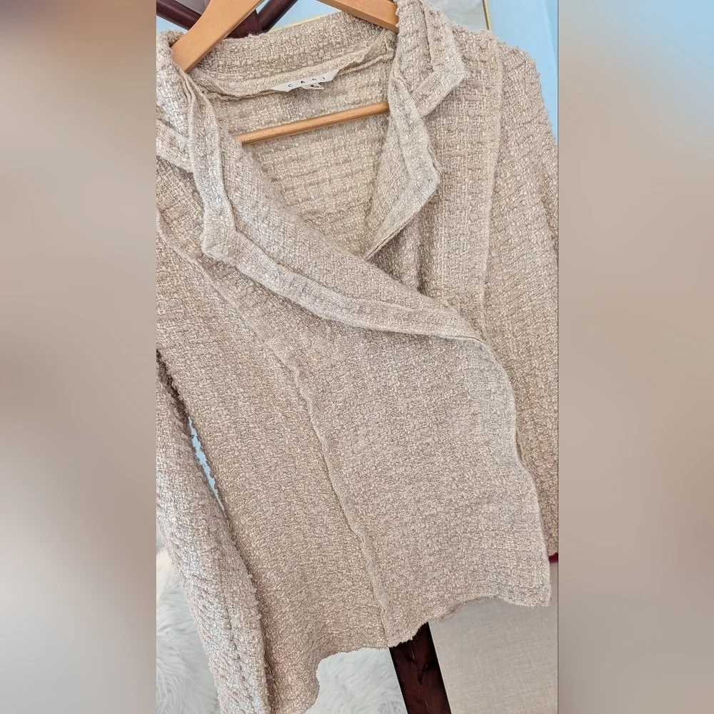 CAbi Woman's Chenille Oatmeal Color Blazer Double Breasted Size S